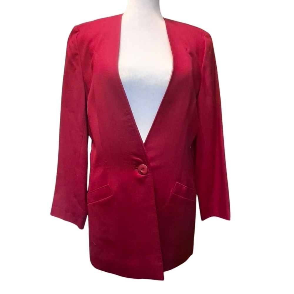 Miss Pendleton Red Virgin Wool Career Office Blazer Jacket Women Size Small